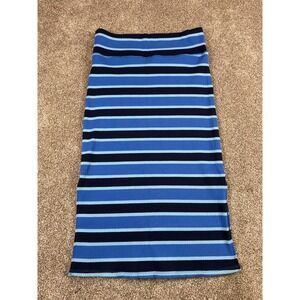 Aerie Blue/Black Stripe Ribbed High Waist‎ Pencil Skirt Size Medium Stretch